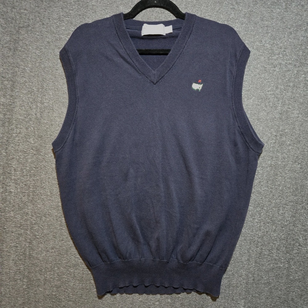 Vintage Augusta National Golf Shop Sweater Vest Mens L Navy Masters Logo
